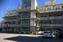 Building number 2 being renoved with scaffolding before work to clean it